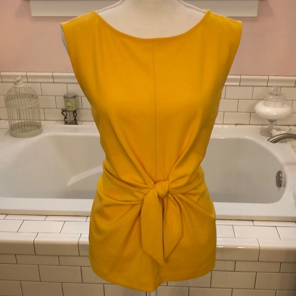 Ann Taylor Tops - Ann Taylor yellow pull over sleeveless top with cinched tie in front size XL